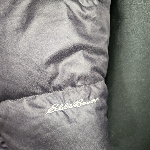 Eddie Bauer Womens XL Puffer Down Coat Long Sleeve Full Zip Black Warm Winter - Picture 2 of 7